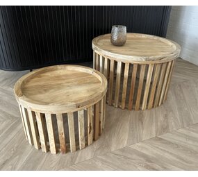 Salontafel Cadiz - 2 kleuren - ronde houten poot