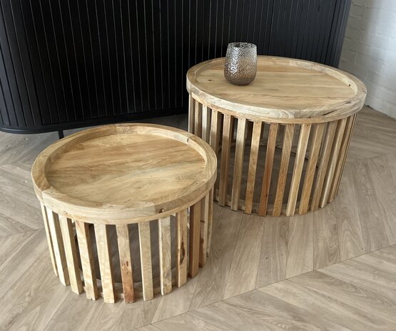 Salontafel Cadiz - 2 kleuren - ronde houten poot Salontafel Cadiz - 2 kleuren - ronde houten poot
