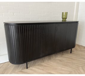 Dressoir Pedrera zwart mangohout ribbel - 3 afmetingen