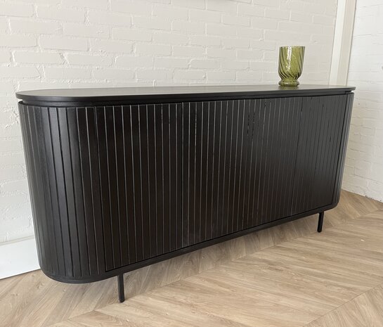 Dressoir Pedrera zwart mangohout ribbel - 3 afmetingen
