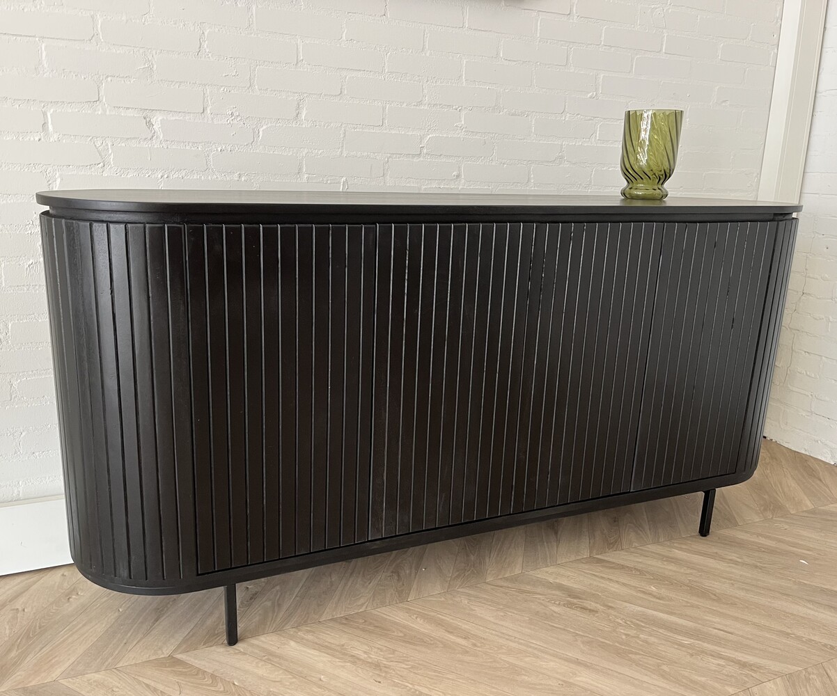 Dressoir Pedrera zwart mangohout ribbel - 3 afmetingen