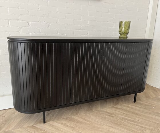 Dressoir Pedrera zwart mangohout ribbel - 3 afmetingen