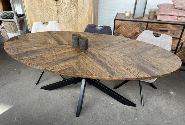 Eettafel ovaal visgraat - 3 afmetingen