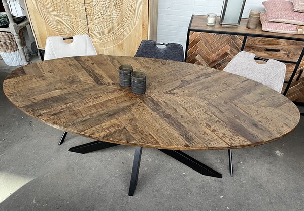 Eettafel ovaal visgraat - 3 afmetingen