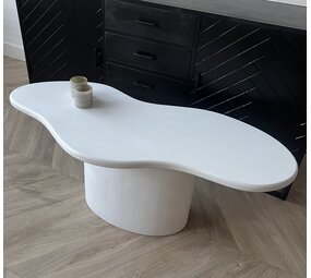 Salontafel organisch wit MDF beton look Salontafel organisch wit MDF beton look