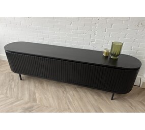 TV Meubel Pedrera 210 zwart mangohout ribbel TV Meubel Pedrera 210 zwart mangohout ribbel