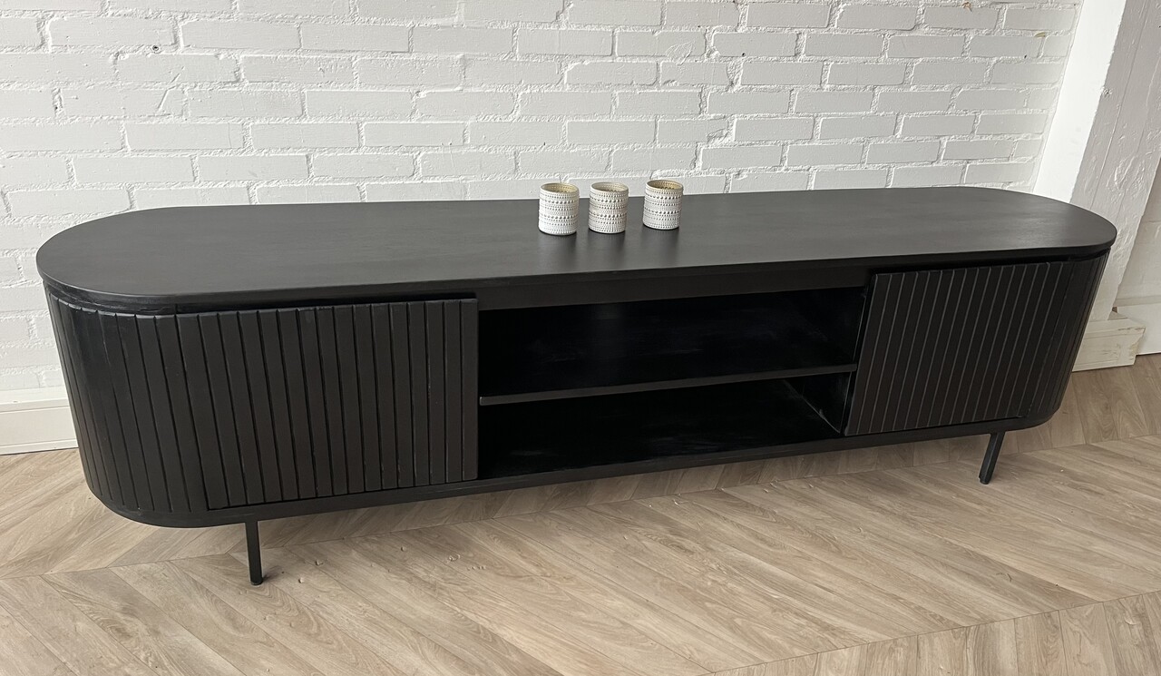 TV Meubel Pedrera zwart 210 - open vak TV Meubel Pedrera zwart 210 - open vak