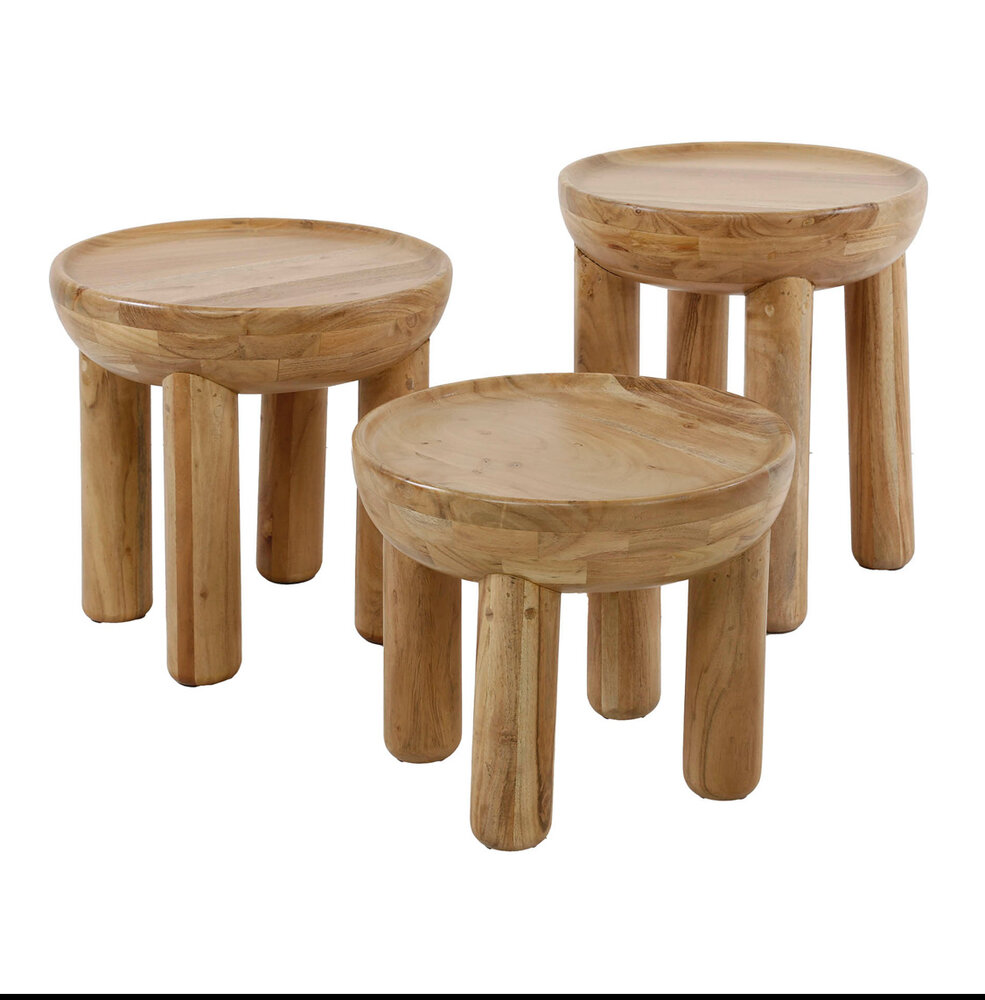Salontafels set van 3 mangohout massief Salontafels set van 3 mangohout massief