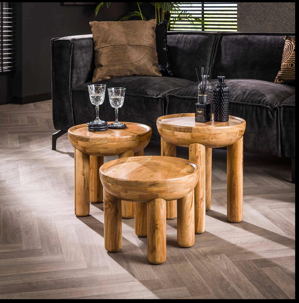 Salontafels set van 3 mangohout massief Salontafels set van 3 mangohout massief