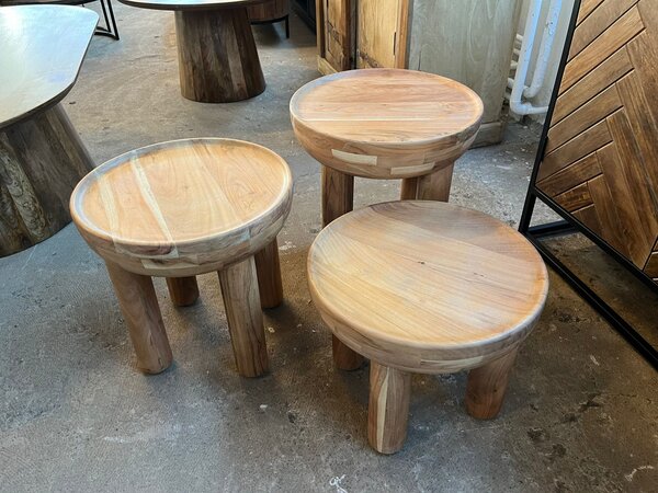 Salontafels set van 3 mangohout massief Salontafels set van 3 mangohout massief