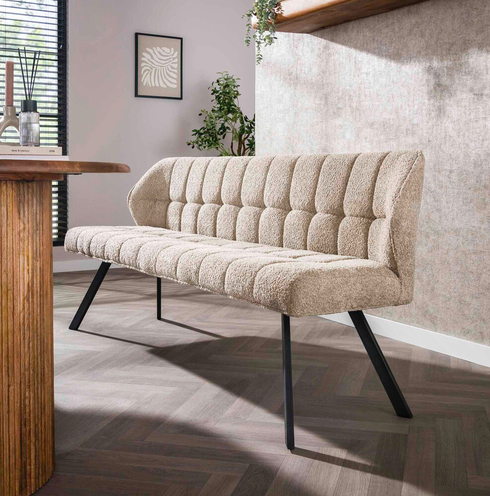 Eetkamerbank boucle  teddy stof - 2 kleuren Eetkamerbank boucle  teddy stof - 2 kleuren