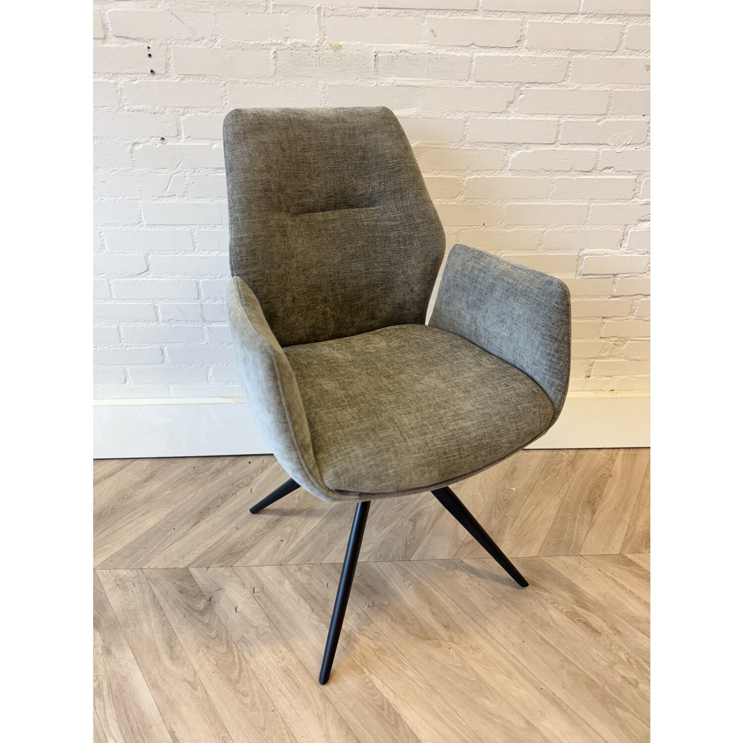 Set van 6 eetkamerstoelen HWC-G55, keukenstoel met armleuning, stof