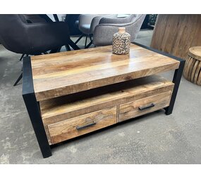Salontafel met 2 lades mangohout naturel Britt