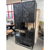 Vakkenkast Visgraat zwart mangohout