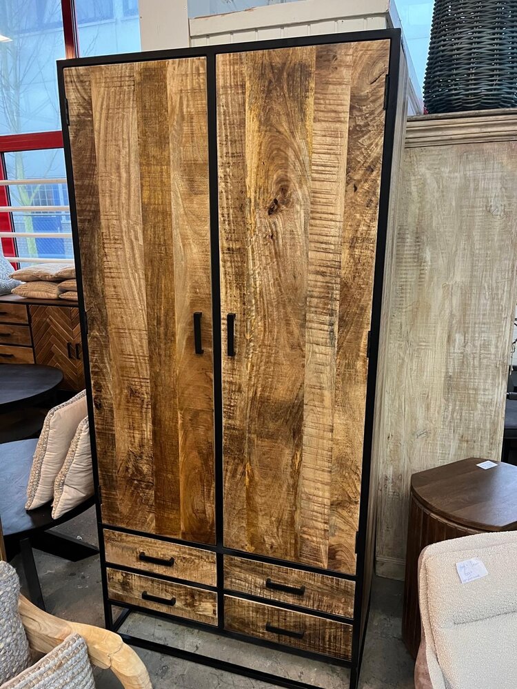 Kast Dallas mangohout Naturel metaal zwart Kast Dallas mangohout Naturel metaal zwart