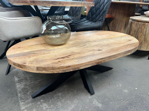 Salontafel deens ovaal mangohout zand Salontafel deens ovaal mangohout zand
