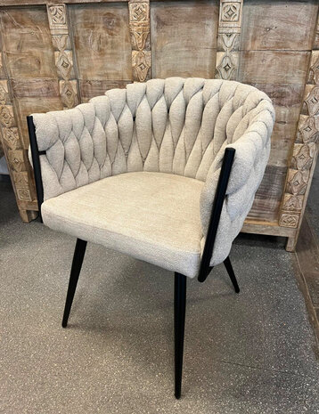 Eetkamerstoel Emma gevlochten stof Beige