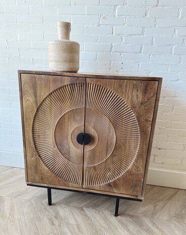 Dressoir Altea carved 80 cm mangohout moreno Dressoir Altea carved 80 cm mangohout moreno