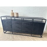 Dressoir Zarra zwart mangohout metaal 200 cm