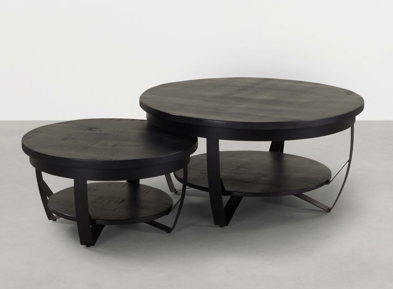 Salontafel Paras Ø90 cm zwart mangohout Salontafel Paras Ø90 cm zwart mangohout