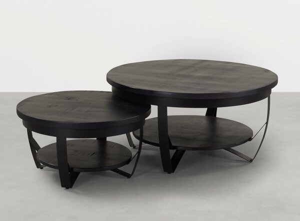 Salontafel Paras Ø90 cm zwart mangohout Salontafel Paras Ø90 cm zwart mangohout