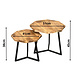 Set salontafels Napels mangohout metaal zwart Set salontafels Napels mangohout metaal zwart