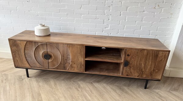 TV-meubel Altea carved mangohout  - 190 cm TV-meubel Altea carved mangohout  - 190 cm