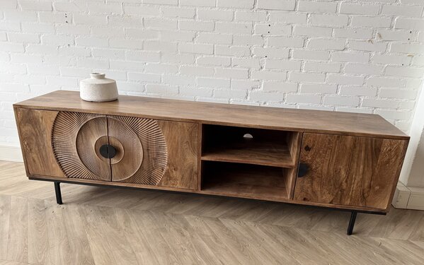 TV-meubel Altea carved mangohout  - 190 cm TV-meubel Altea carved mangohout  - 190 cm