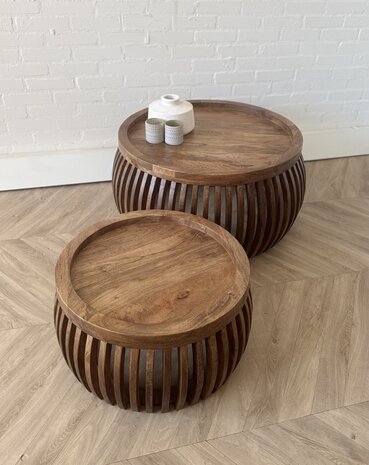 Salontafel Cadiz curve set van 2 - brown mangohout