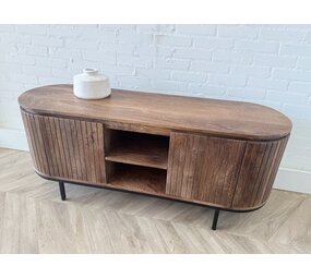TV meubel Pedrera 140 cm mangohout ribbel - Leverbaar medio december