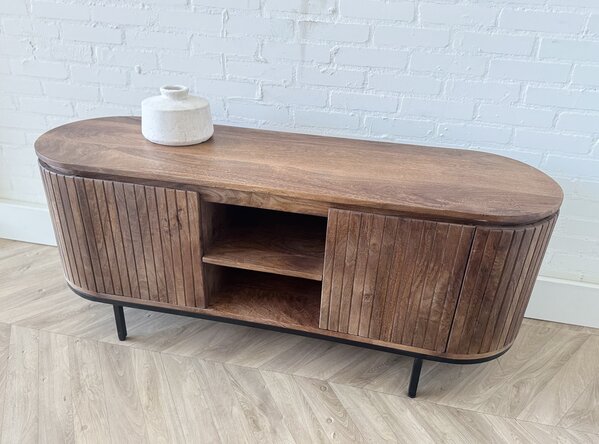 TV meubel Pedrera 140 cm mangohout ribbel TV meubel Pedrera 140 cm mangohout ribbel