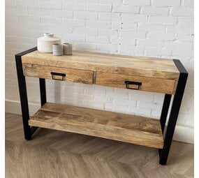 Wandtafel / sidetable Britt 120 cm mangohout  - Leverbaar januari '26 Wandtafel / sidetable Britt 120 cm mangohout  - Leverbaar januari '26