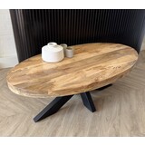 Salontafel ovaal 100 & 130 cm mangohout matrix zwart Salontafel ovaal 100 & 130 cm mangohout matrix zwart