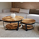 Set 2 ronde salontafels Paras mangohout Set 2 ronde salontafels Paras mangohout