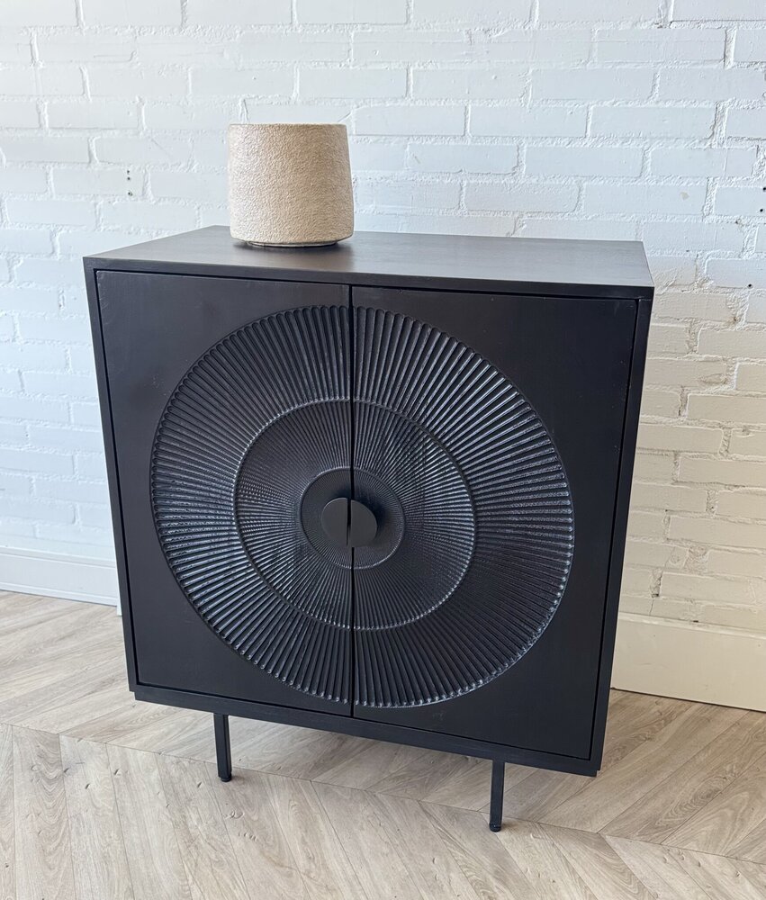 Dressoir Altea carved 80 zwart mangohout Dressoir Altea carved 80 zwart mangohout