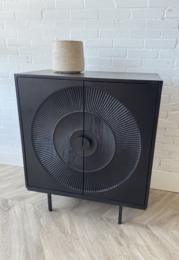 Dressoir Altea carved 80 zwart mangohout - Leverbaar begin maart