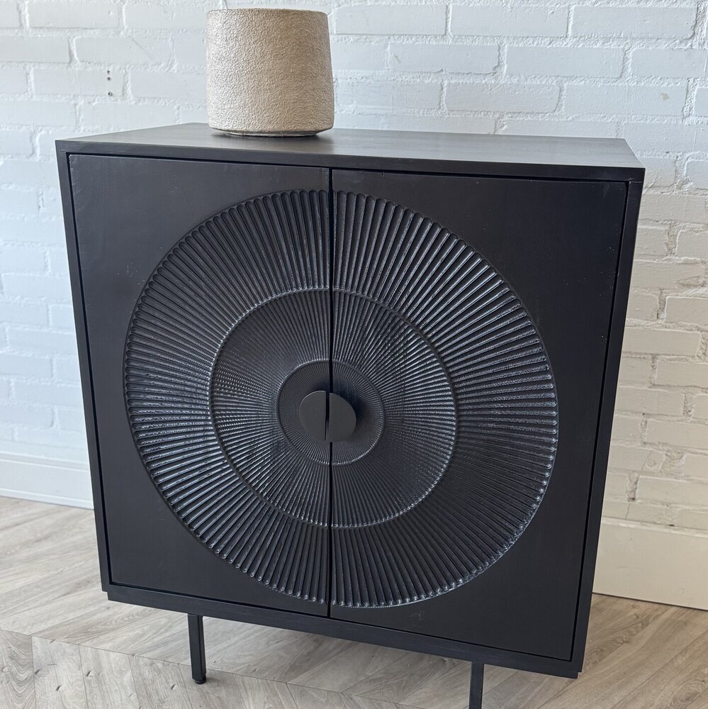 Dressoir Altea carved 80 zwart mangohout