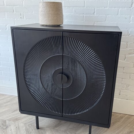 Dressoir Altea carved 80 zwart mangohout - Leverbaar begin maart