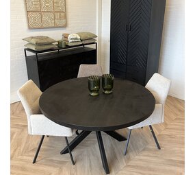 Eettafel rond zwart mangohout Preto - 5 afmetingen Eettafel rond zwart mangohout Preto - 5 afmetingen