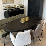 Ovale eettafel visgraat zwart mangohout Ovale eettafel visgraat zwart mangohout