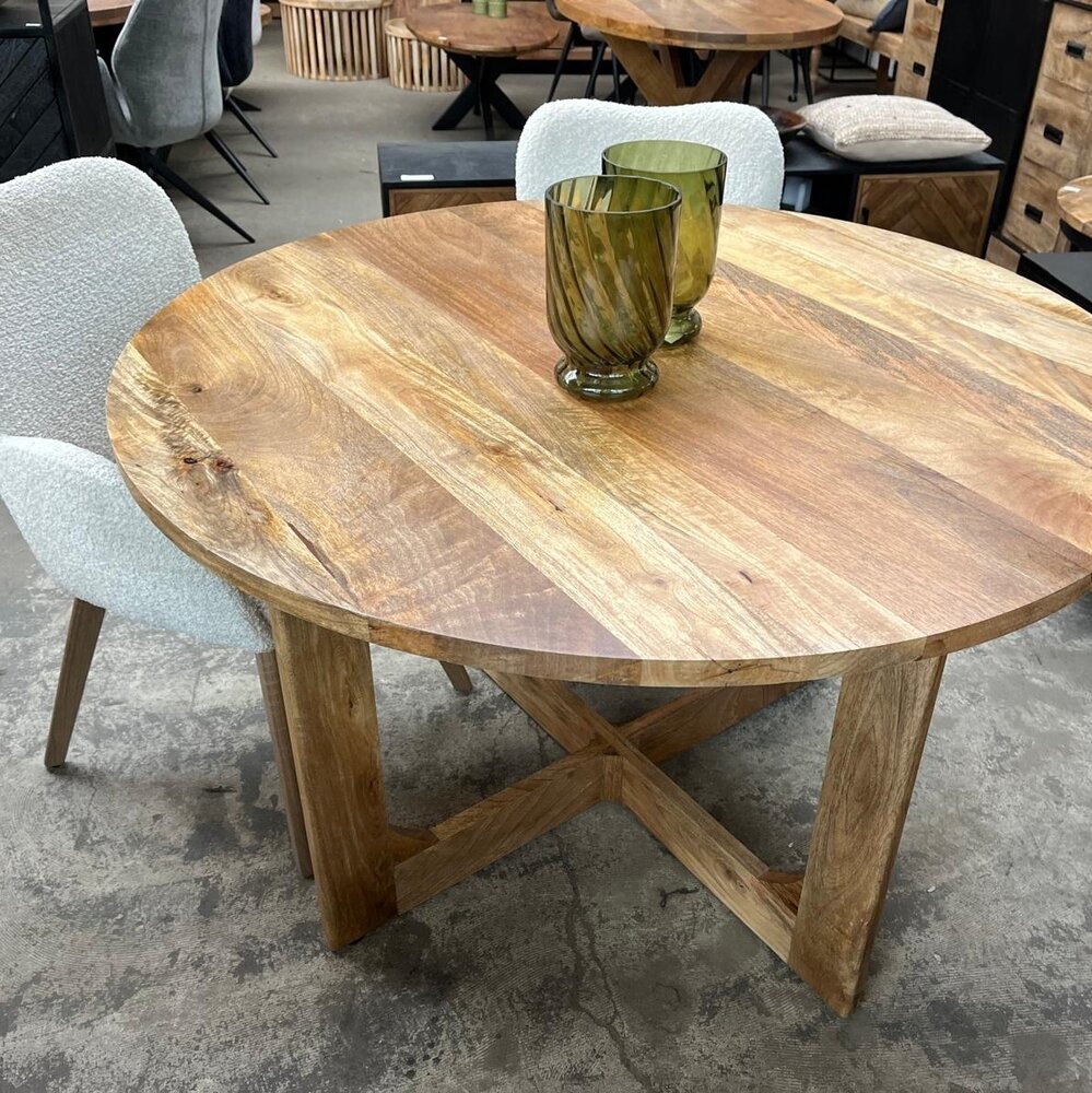 Ronde eettafel 120 houten poot