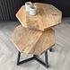 Set salontafels Napels mangohout metaal zwart Set salontafels Napels mangohout metaal zwart