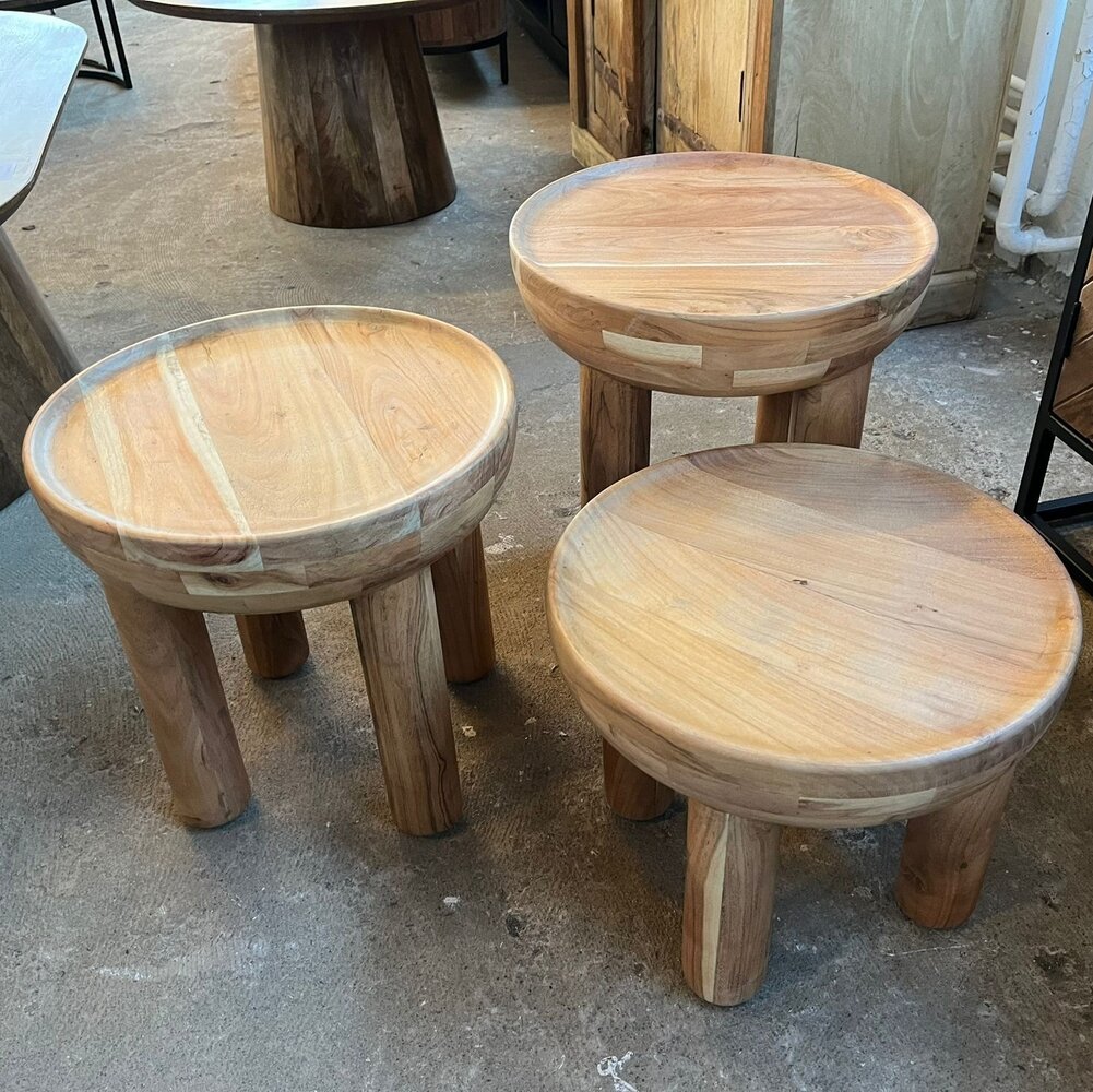 Salontafels set van 3 mangohout massief Salontafels set van 3 mangohout massief