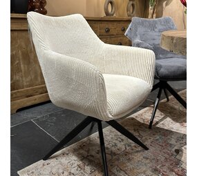 Eetstoel ribstof white - draaibaar Eetstoel ribstof white - draaibaar