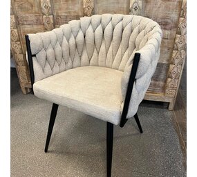 Eetkamerstoel Emma gevlochten stof Beige Eetkamerstoel Emma gevlochten stof Beige