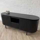 TV meubel Pedrera 140 zwart mangohout ribbel TV meubel Pedrera 140 zwart mangohout ribbel