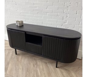 TV meubel Pedrera 140 zwart mangohout ribbel - Leverbaar medio juni
