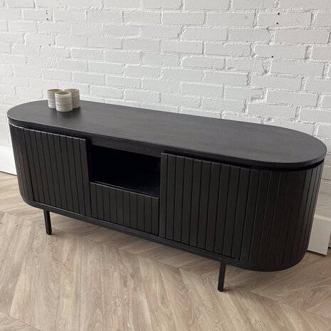 TV meubel Pedrera 140 zwart manghout ribbel