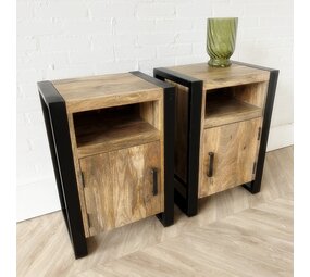 Nachtkastjes set van 2 - natural + deur L + R Nachtkastjes set van 2 - natural + deur L + R