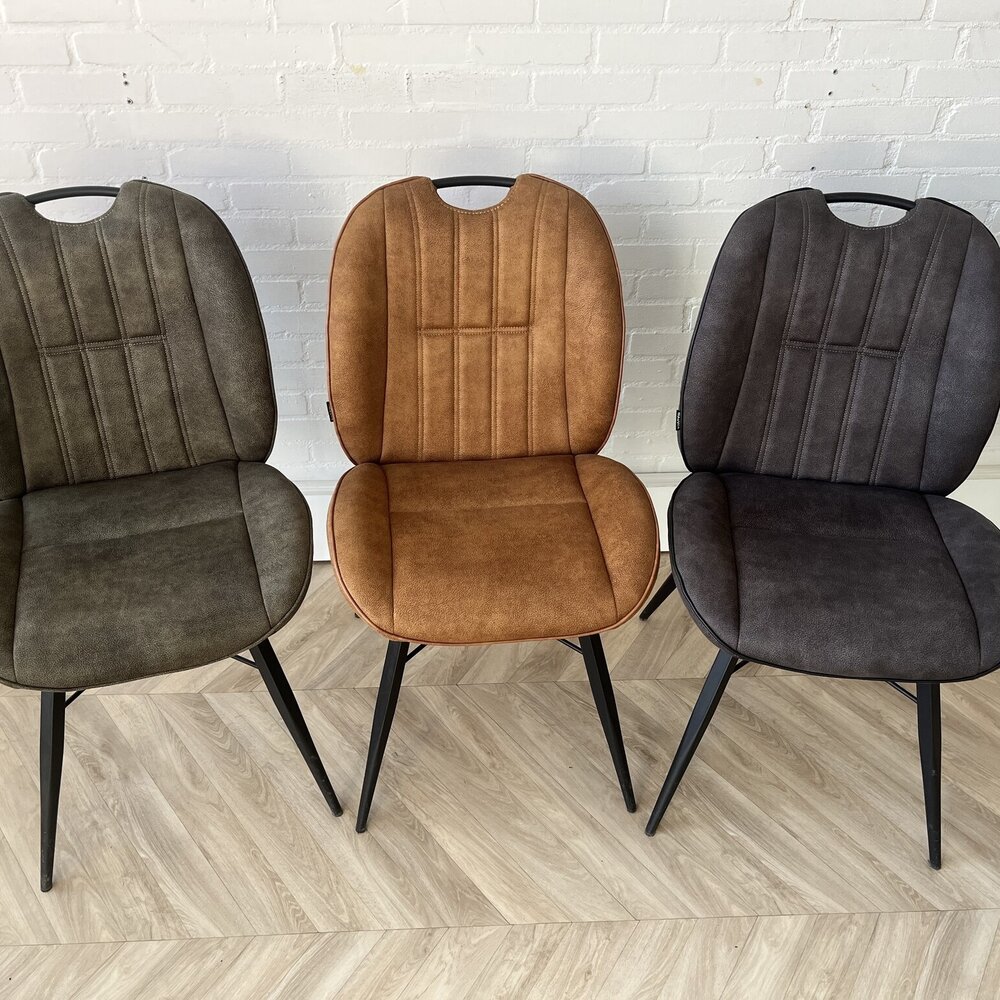 Stoel Shelton - microvezelstof 3 kleuren: cognac, groen en antraciet Stoel Shelton - microvezelstof 3 kleuren: cognac, groen en antraciet